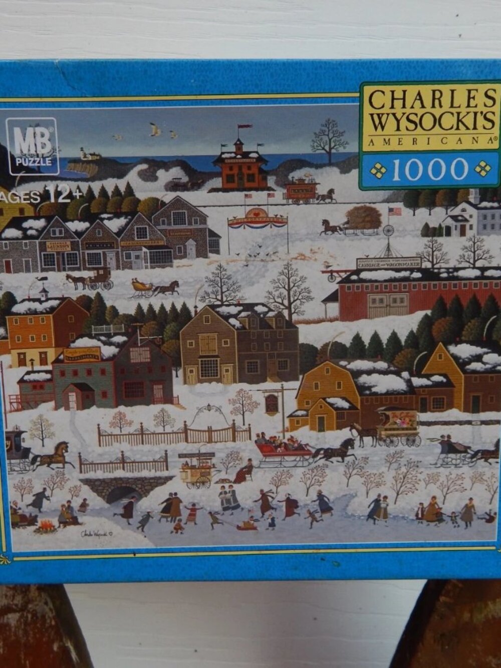 2005 HTF Hickoryhaven Canal Winter Scene Bridge Town 1000 Piece Puzzle Wysocki